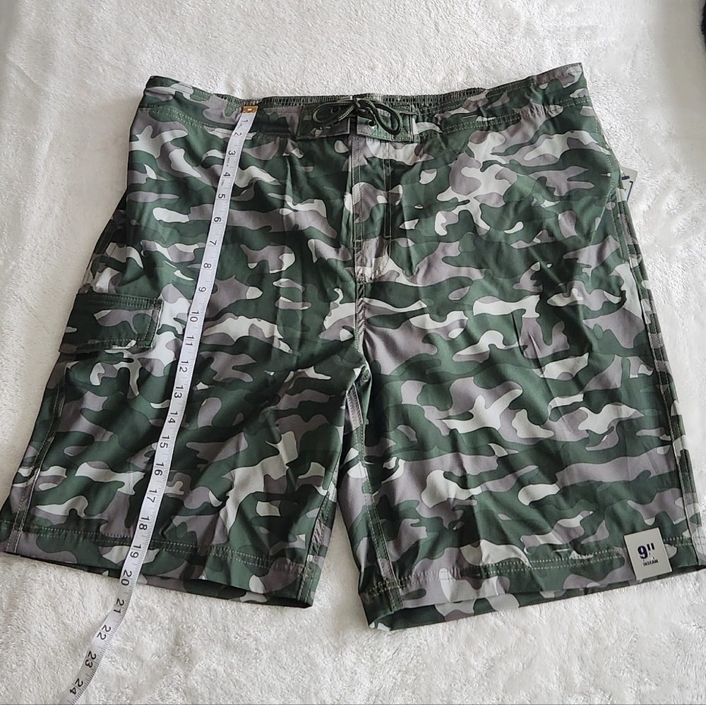 🩳 George Men’s XL Camouflage Swim Shorts Size 40–42 – NWT, 9” Inseam Camo Army - Picture 9 of 16